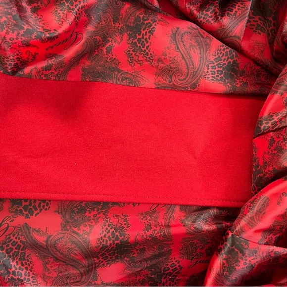 Guess Los Angeles Wool Blend Red Coat Military Inspired Size Large Double Breast - Picture 7 of 8